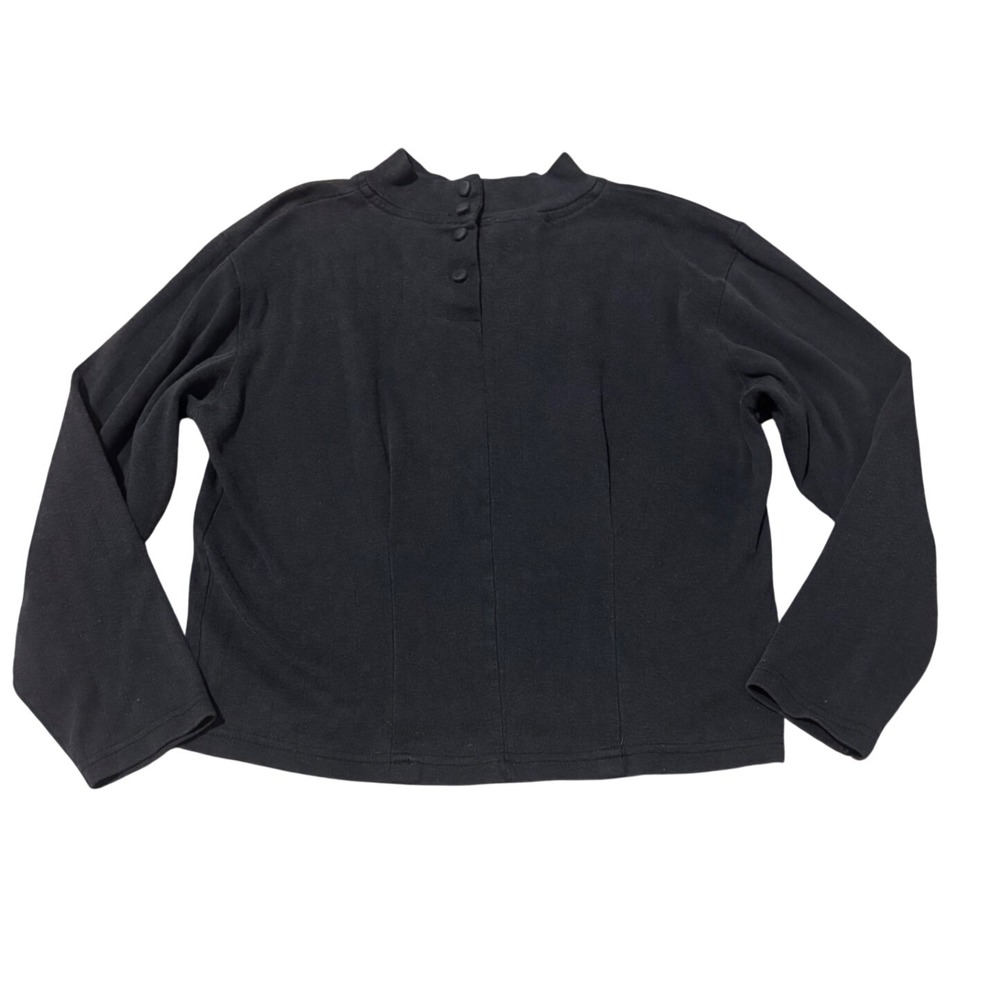 Vintage Stefano Womens Small Black Mock Neck Button Back Top 90s Minimalist USA - Picture 1 of 8